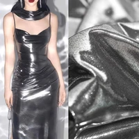 Metallic Knit Curtains Fabric Handmade Home Sewing Glossy Mirror Silver Stretch Shine Sequin Dress Evening Gown Crafts Materials