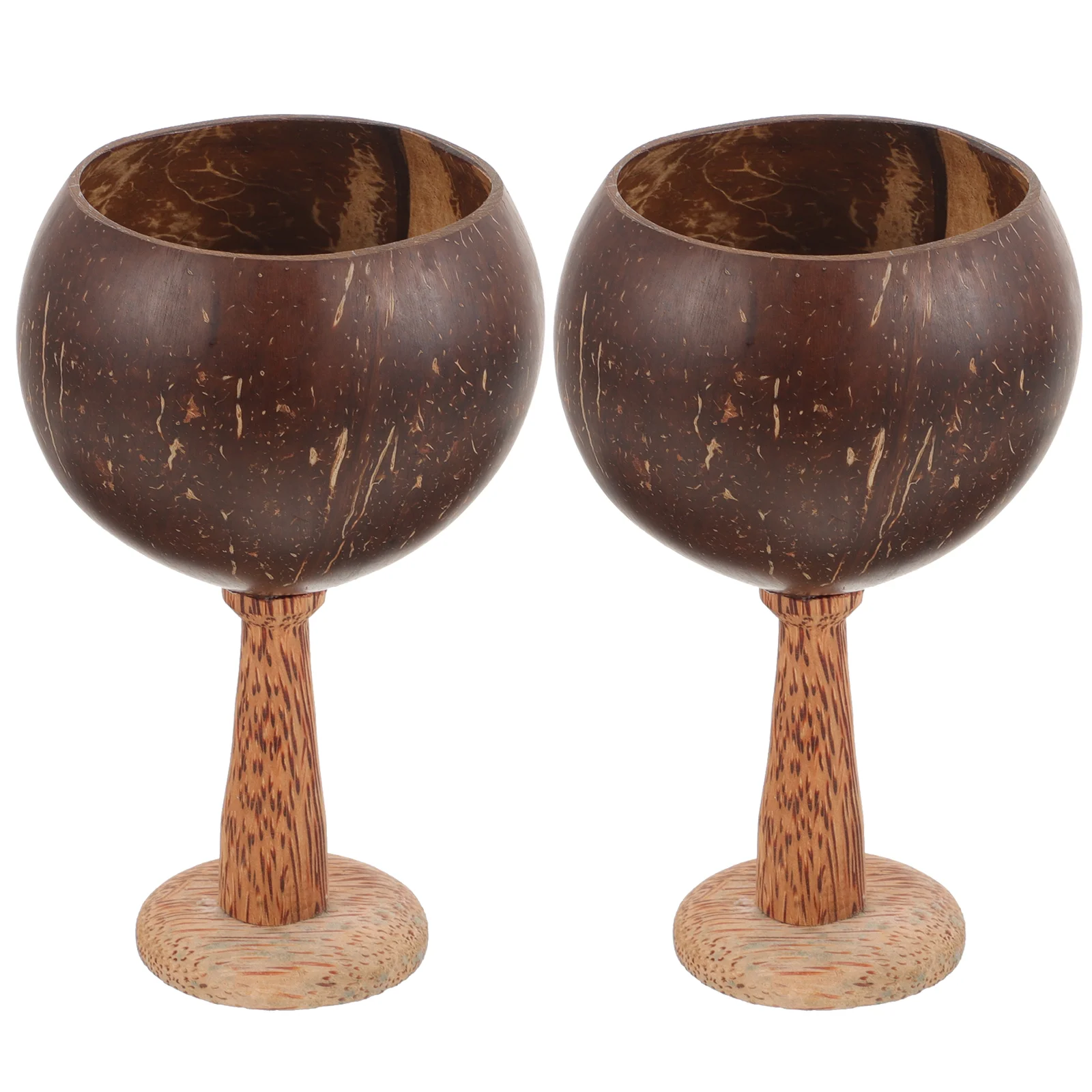 2 Pcs Coconut Cup Cocktail Glass Goblet Beer Mug Shell Holder Party Vintage Decorative Container Straw Elegant Glass