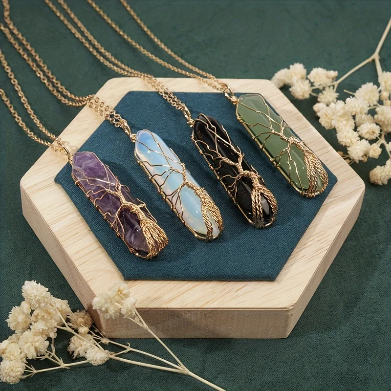 Wire Wrapped Crystal Tree Necklace Crystal Tree Of Life Necklace