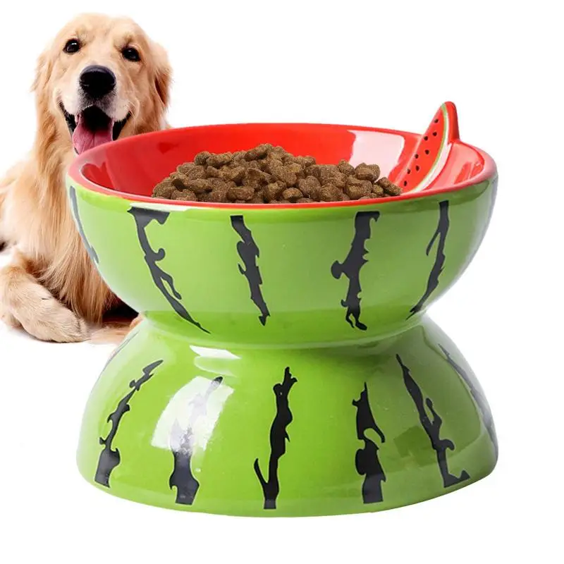 

Cat Bowl Anti Vomiting Ceramic Slanted Cat Dish Fruit Design Elevated Pet Feeder Bowl Pet Supplies Slanted Food Water Bowls
