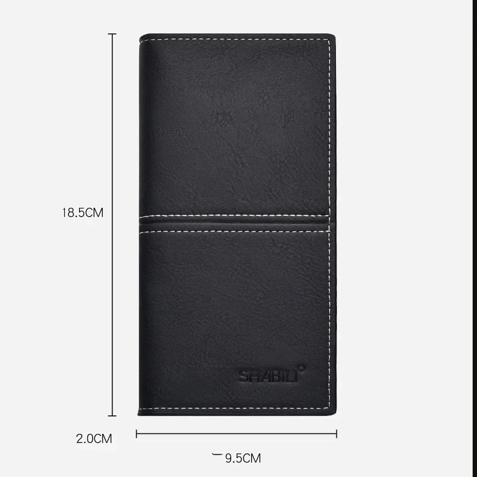 Pu Leather Long Thin Slim Wallet Vintage Male Credit Card Holder Brown Money Purses Solid Simplicity Business Wallet for Man 6