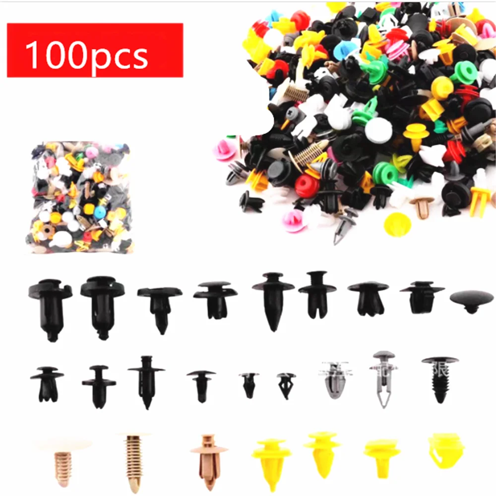 100 Pz Auto Misto Plastica Fibbia Clip Per Seat Ateca Vw Golf 4 Golf Mk2 Seat Leon Mk3 Opel Corsa Astra J Mokka