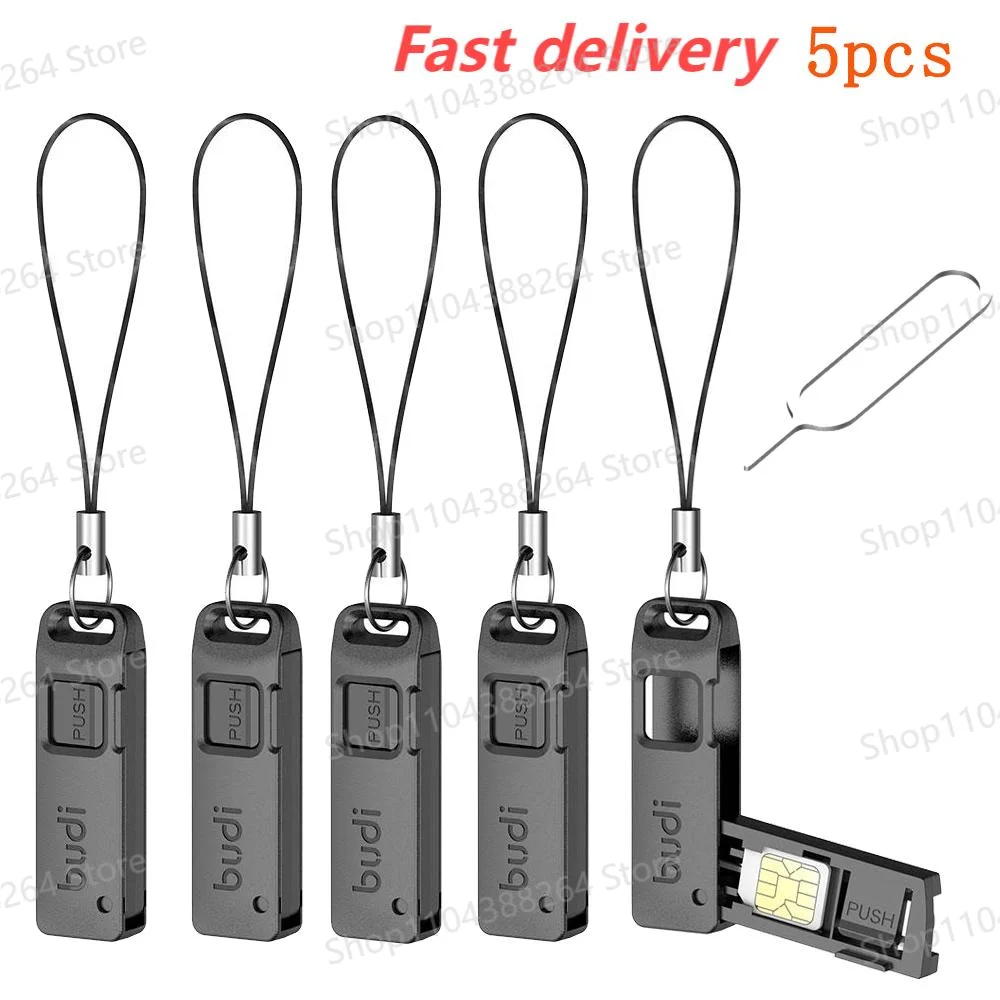 5pcsMulti-funktion Karte Slot Lagerung Box TF SIM Karte Auswerfer Speicher Slot Mit Lanyard Anti-verloren SIM karte Entfernung Nadel Pin