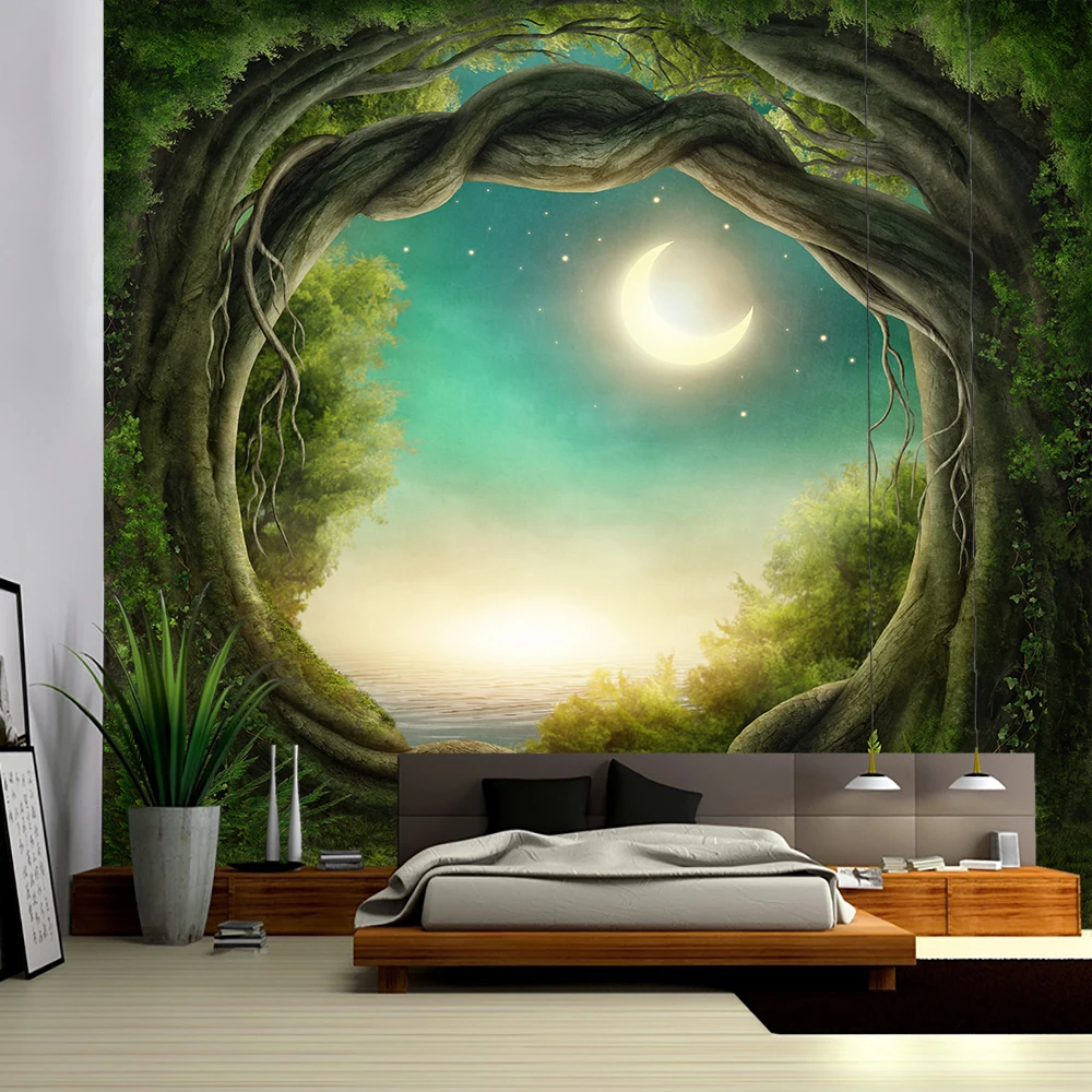 

Natural Forest Tapestry Landscape Print Large Wall Hanging Cheap Hippie Boho Mural