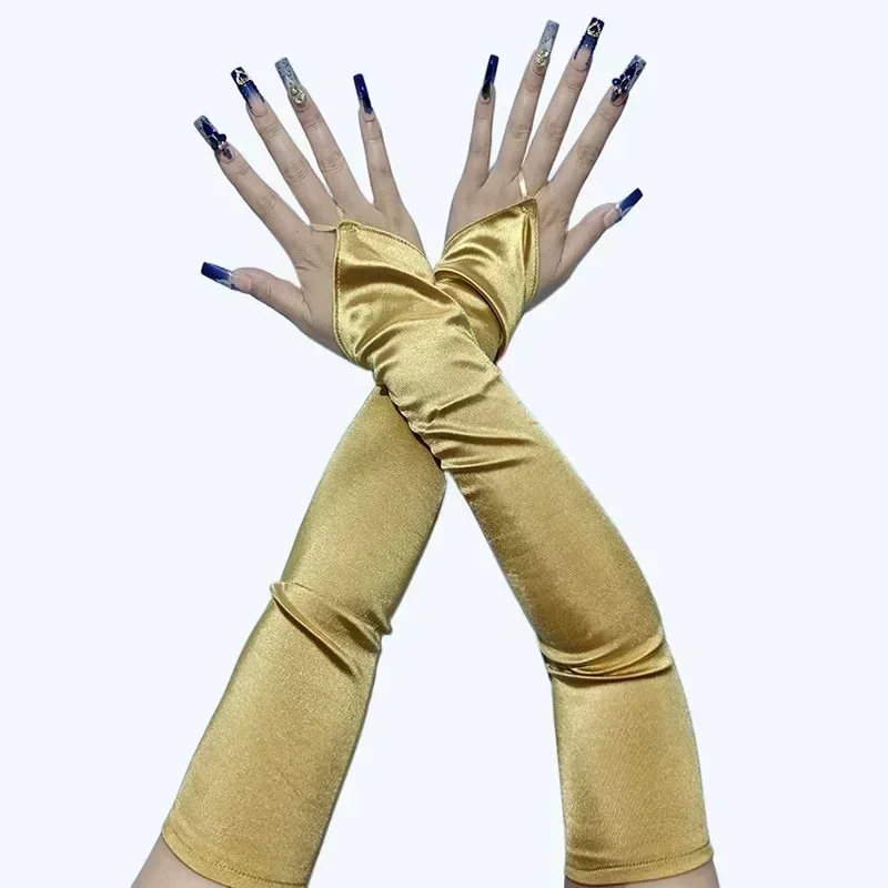 1920er Jahre Maskerade langer Stil Haken fingerlose Satinhandschuhe Braut Hochzeitskleid Sonnenschutz Fotografie Handschuhzubehör – Detail 5