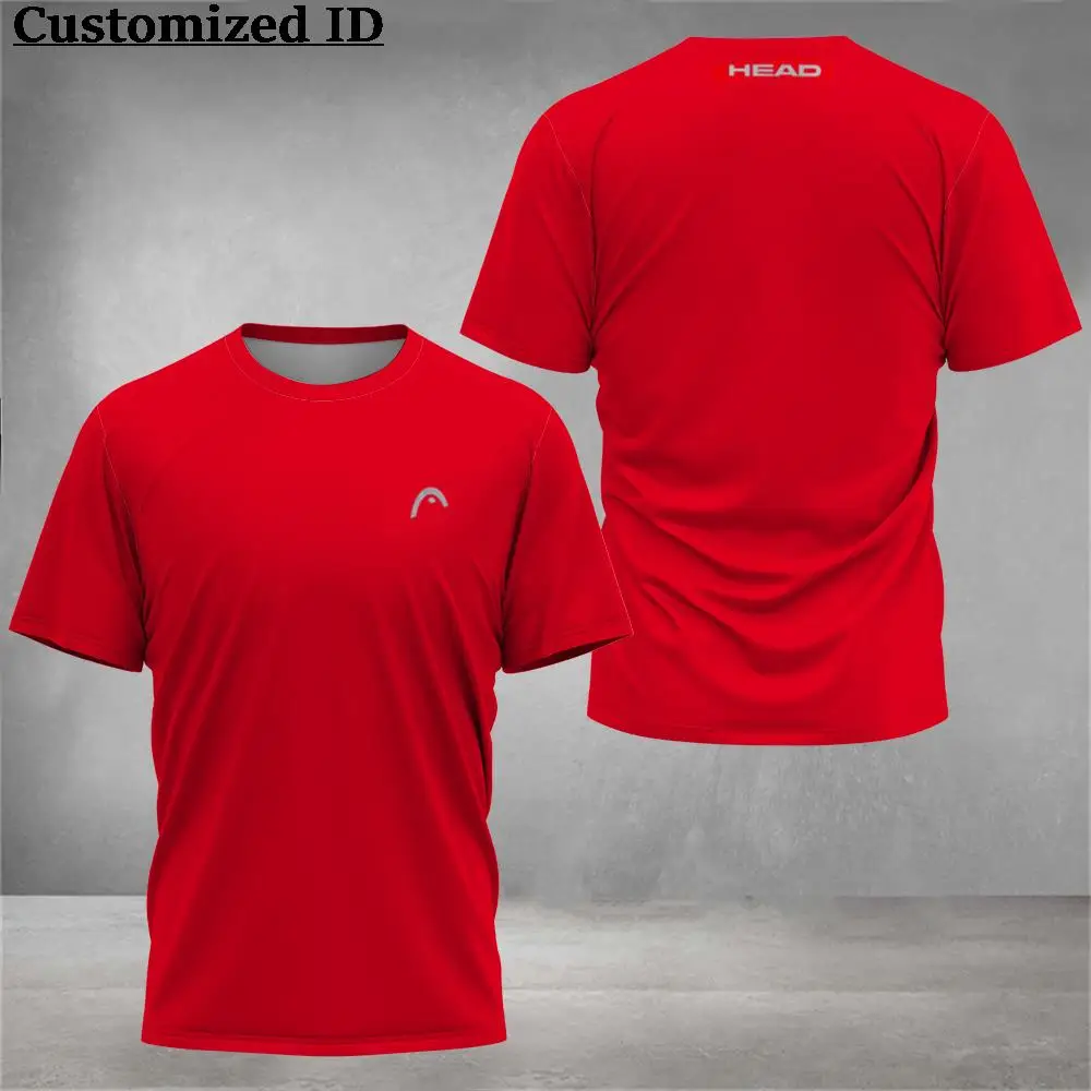 New Men Fitness Short Sleeve Men's Solid Color Printed Tennis Clothing Breathable Head Badminton Sports Clothing Golf Clothing 5