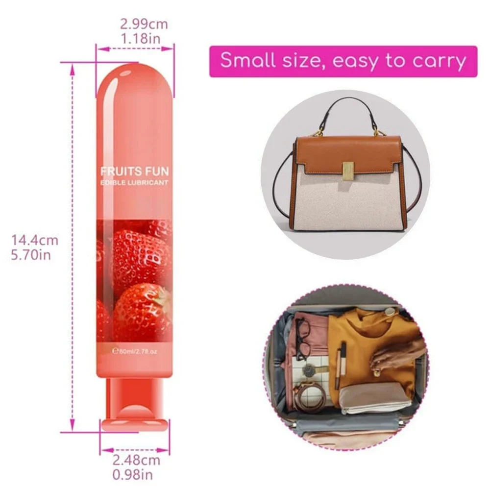 Sex Lubricant Strawberry Flavor Water Based Oral Anal Lubrication Masturbation Vagina Orgasm Gel Easy to Clean
