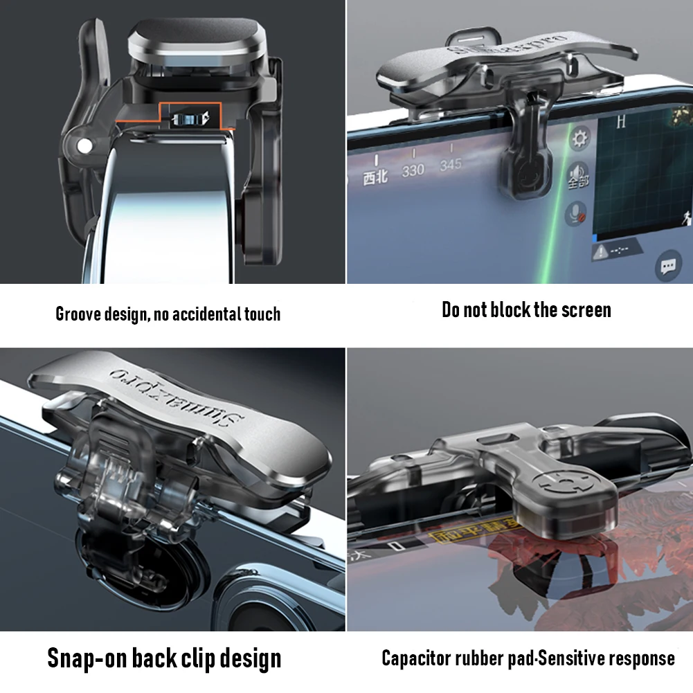 1Pair Game Trigger for PUBG Mobile Phone Controller Gamepad Joystick Shooting L1 R1 Key Button Cell Phones Gaming Accessories