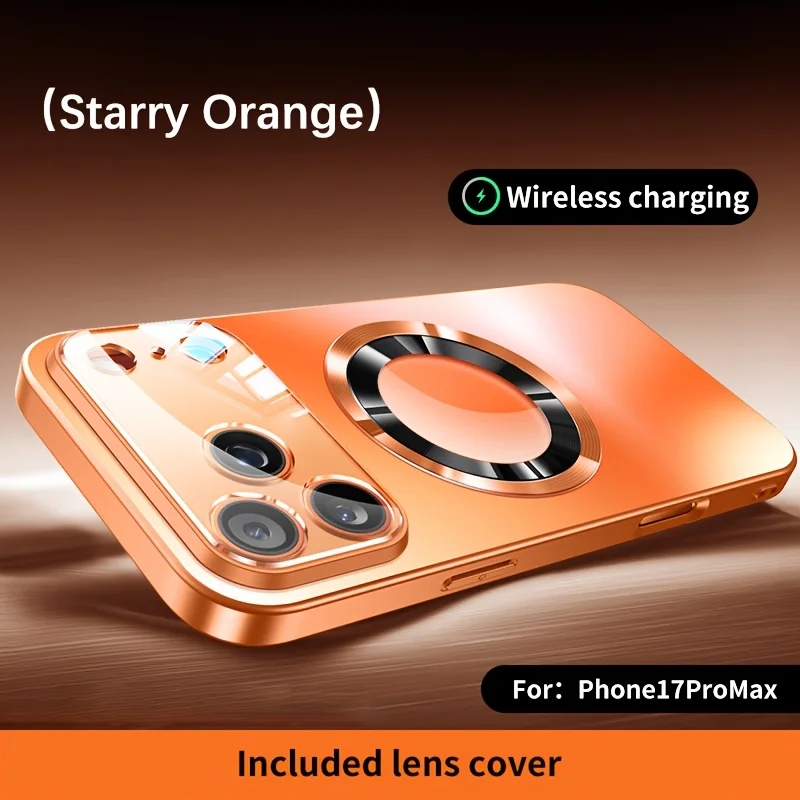 Luxury Titanium Metallic Matte MagSafe Case with Glass Lens Protector Back Cover
