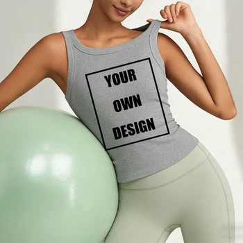 Custom Graphic Logo Slim T Shirts Women Summer Cool Crewneck Thread high elasticity Clothing Trendy Slim Vest Fashion Crop Vests 1