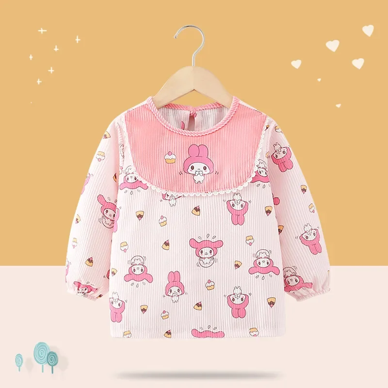 Waterproof Corduroy Apron for Girls Baby Feeding Smock Children Eating Gown Dirt Resistant Autumn Winter Fashionable Toddler Gir