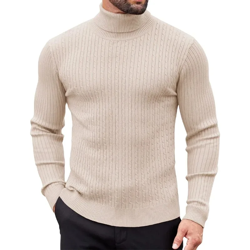 Animal Game Outdoor High Neck Sweater Men's Cold Blouse Pullover Knitwear Warm Casual Turtleneck Sweatwear Woolen Winter Tops