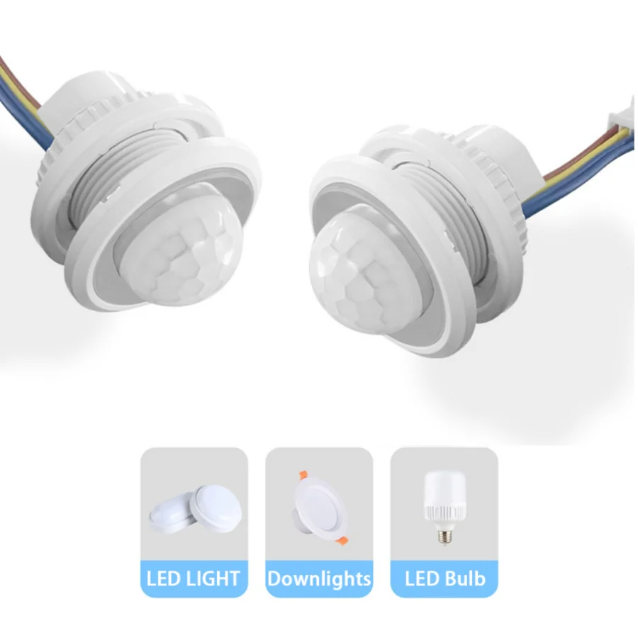 Motion Sensor Muunnn AC85V-265V LED PIR Adjustable Delay Embedded Human Body Infrared Detector Switch