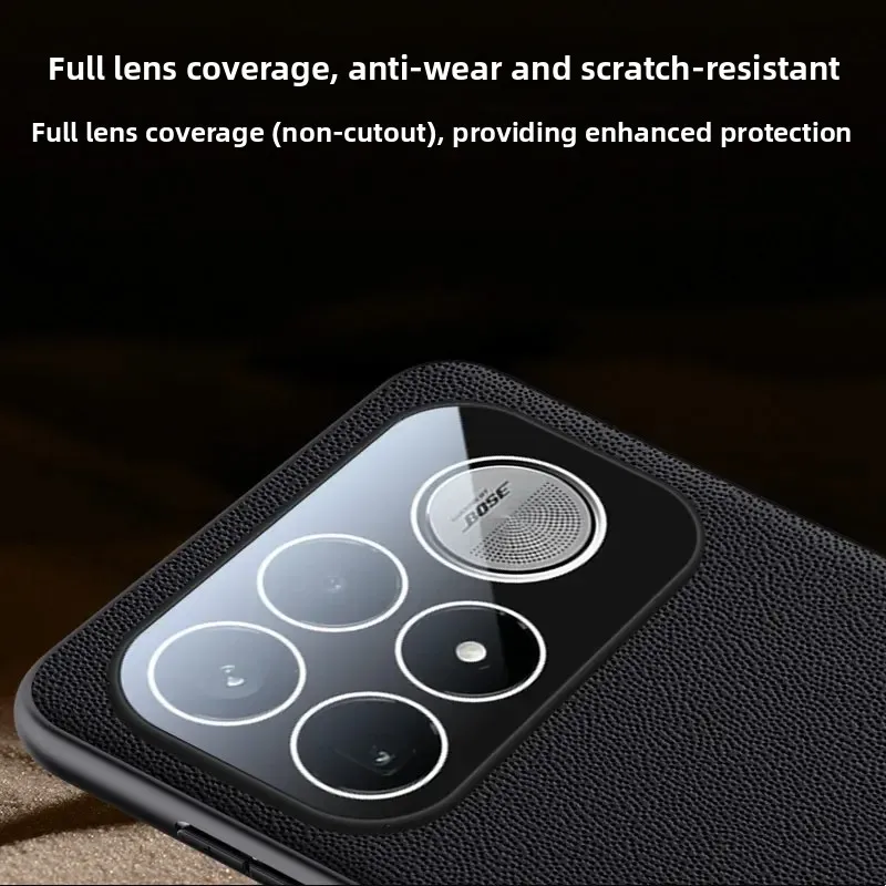 Premium PU Leather Skin Shockproof Protective Back Cover with Camera Lens Film