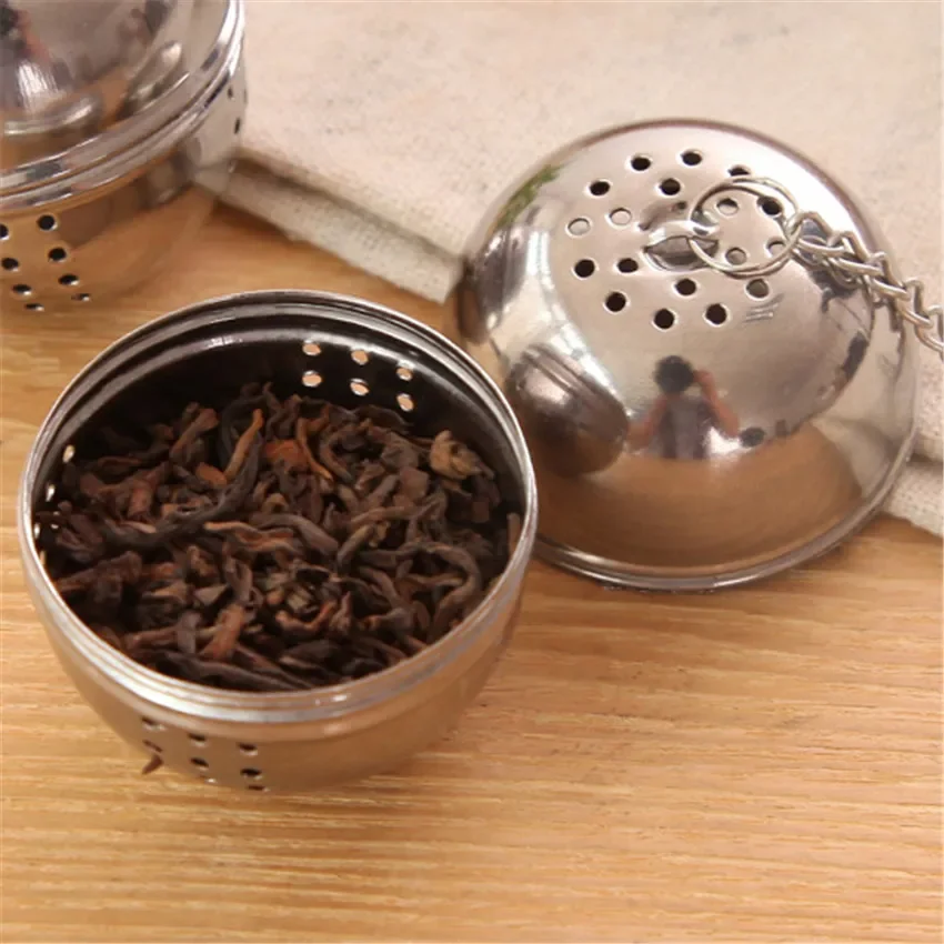 Stainless Steel Ball Tea Infuser Mesh Filter Strainer w/hook Loose Tea Leaf Spice Ball with Rope chain Home Kitchen Tools