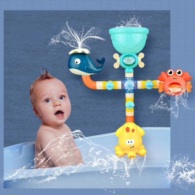 Juguetes de baño para bebés, rociador de agua, ballena