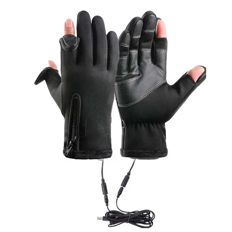 USB Heated Electric Gloves Full Finger Workout Gloves Winter Touchscreen Gloves Winter Windproof Waterproof Warm Gloves 2