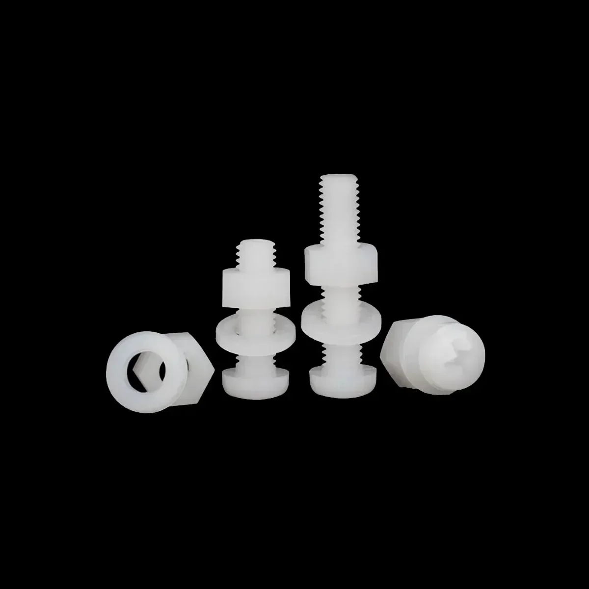 White Plastic Nylon Round Head Cross Groove Screw Gasket Nut Three Combination Set M2M3M4M5