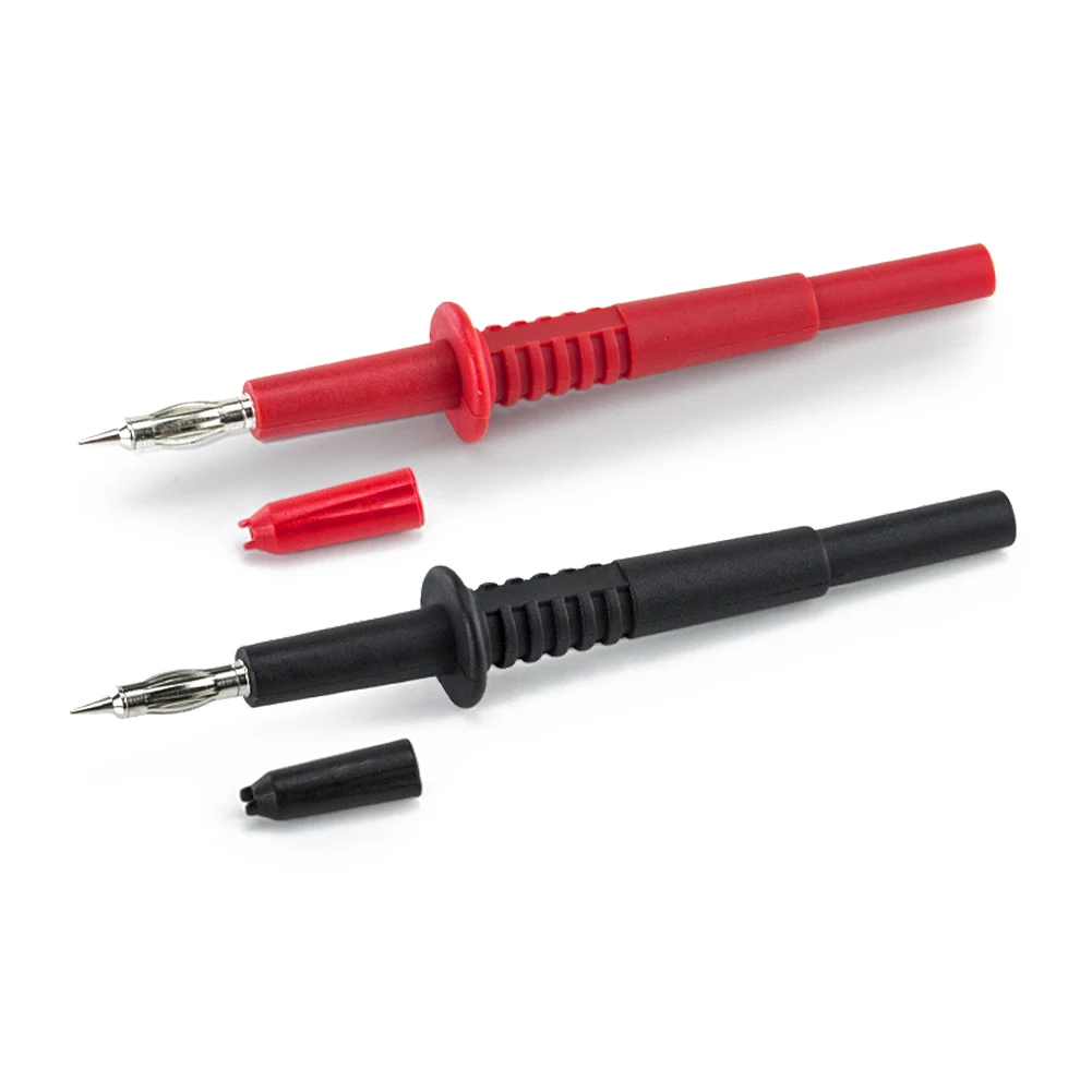 2Pcs Test Pen Pin Test Probe Tips Electrical Connector 2mm Lantern Shape Test Probe 4mm Banana Socket for Multi-meter Red Black