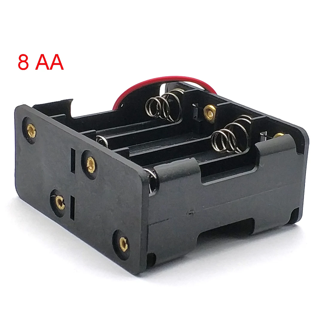 Custodia Porta Batterie AA - Scatola In Plastica Con Cavi, Slot Da 1 A 8 (Scegli Tu)