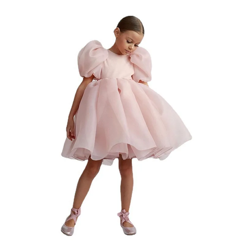 

Fashion Girl White Princess Dress Tulle Puff Sleeve Wedding Party Kids Dresses for Girls Birthday Child Clothes Bridemaids Gown