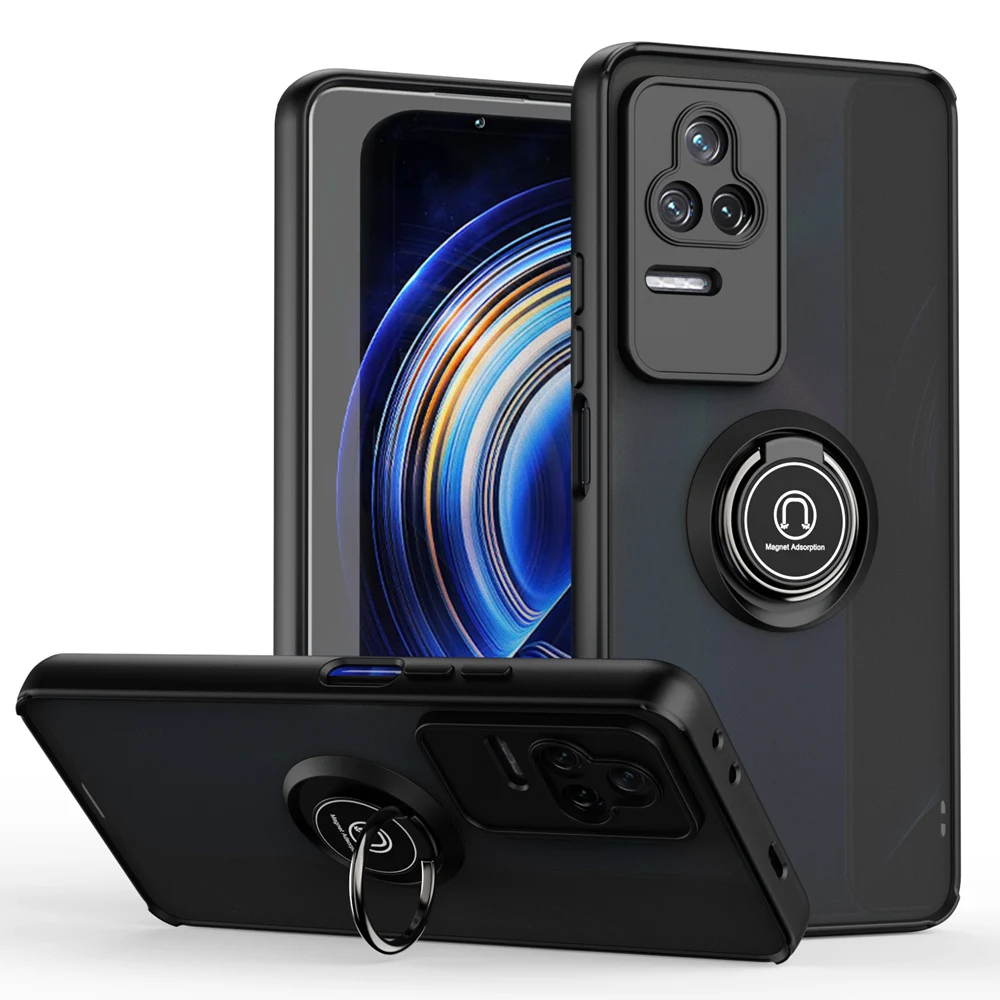 KEYSION Fashion Matte Hülle für POCO F4 GT 5G Transparenter Ringständer Stoßfeste Handyhülle für Xiaomi Redmi K50 Gaming K_voghion.com