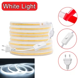 Super Bright Flexible LED COB Strip Lights - 16m (With switch - white)