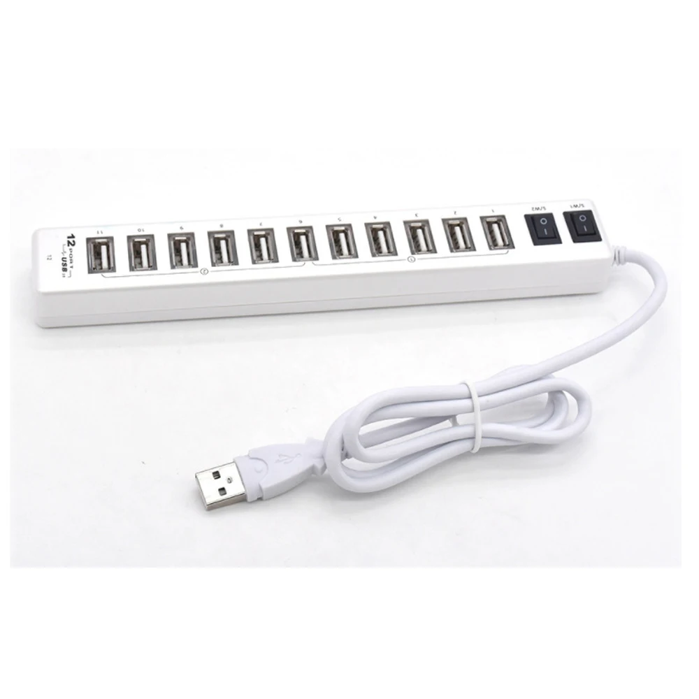 USB Hub 12 Ports USB 2.0 Hub Multi Usb Splitter Switch with EU / US Power Adapter for Macbook Air Laptop PC