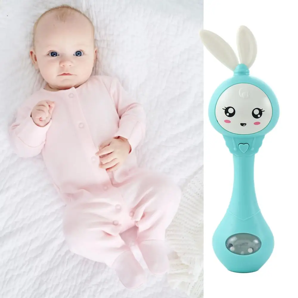 

Toys Rabbit Bell Stroller Crib Kids Bed Bell Hand Shaking Musical Baby Rattles Toys Music Flashing Sand Hammer Bunny Toys