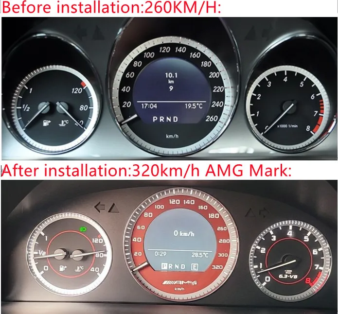 Prada Board Gauge Faces Overlay, Mercedes W204 W212, Jas 6.3V8