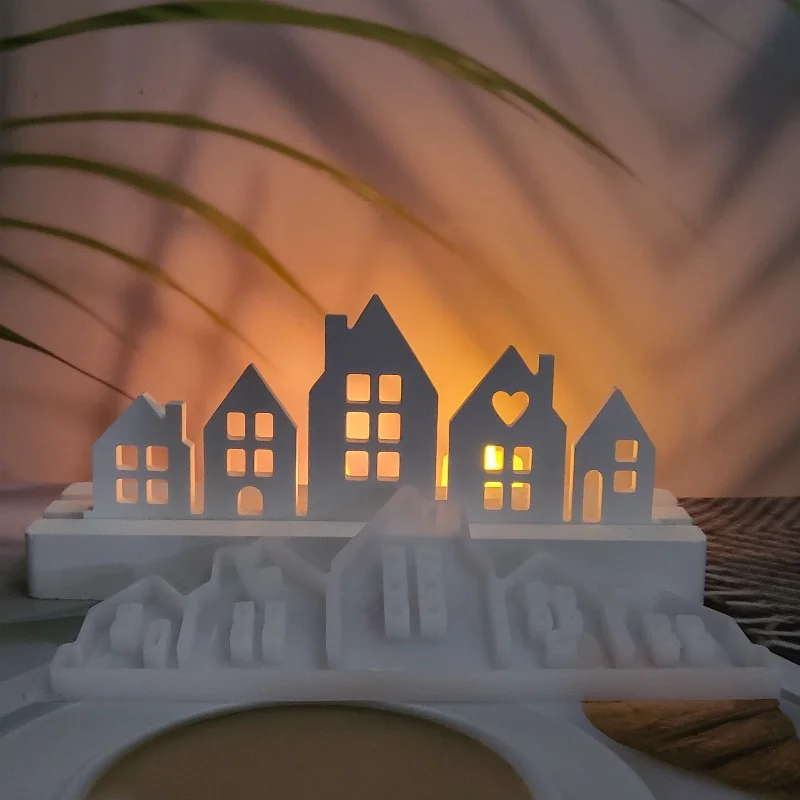 Heart House Candlestick Silicone Mold Star Castle Tea Light Candle Holder Ornaments Casting Tools Resin Gypsum Mould Home Decor silicone mold