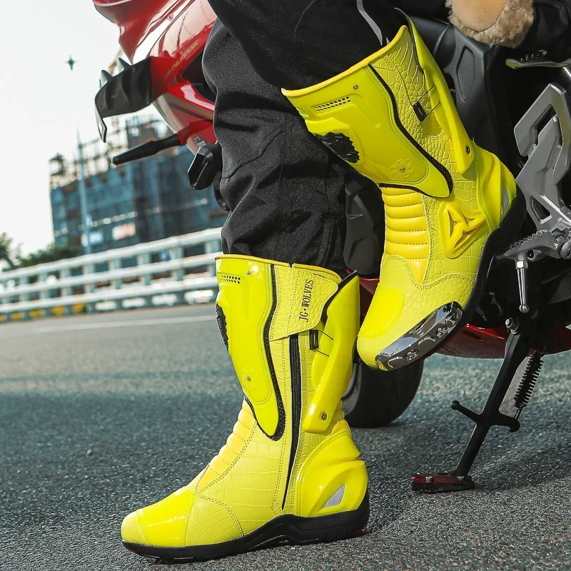 Motorbike Riding Protective Gear Shift Microfibe Leather Boot SIZE 38-47 Motorcycle Racing Boots Professiona Biker Shoes