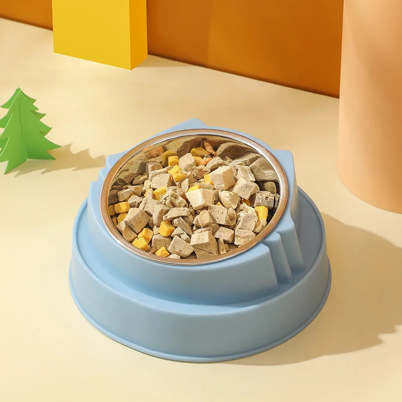 

Миска для кормления домашних животных, кошка, искусственная кошка, дизайн лица, миска для домашних животных из нержавеющей стали, защита для шеи, товары для домашних животных, новинка 2023, однотонный Новый