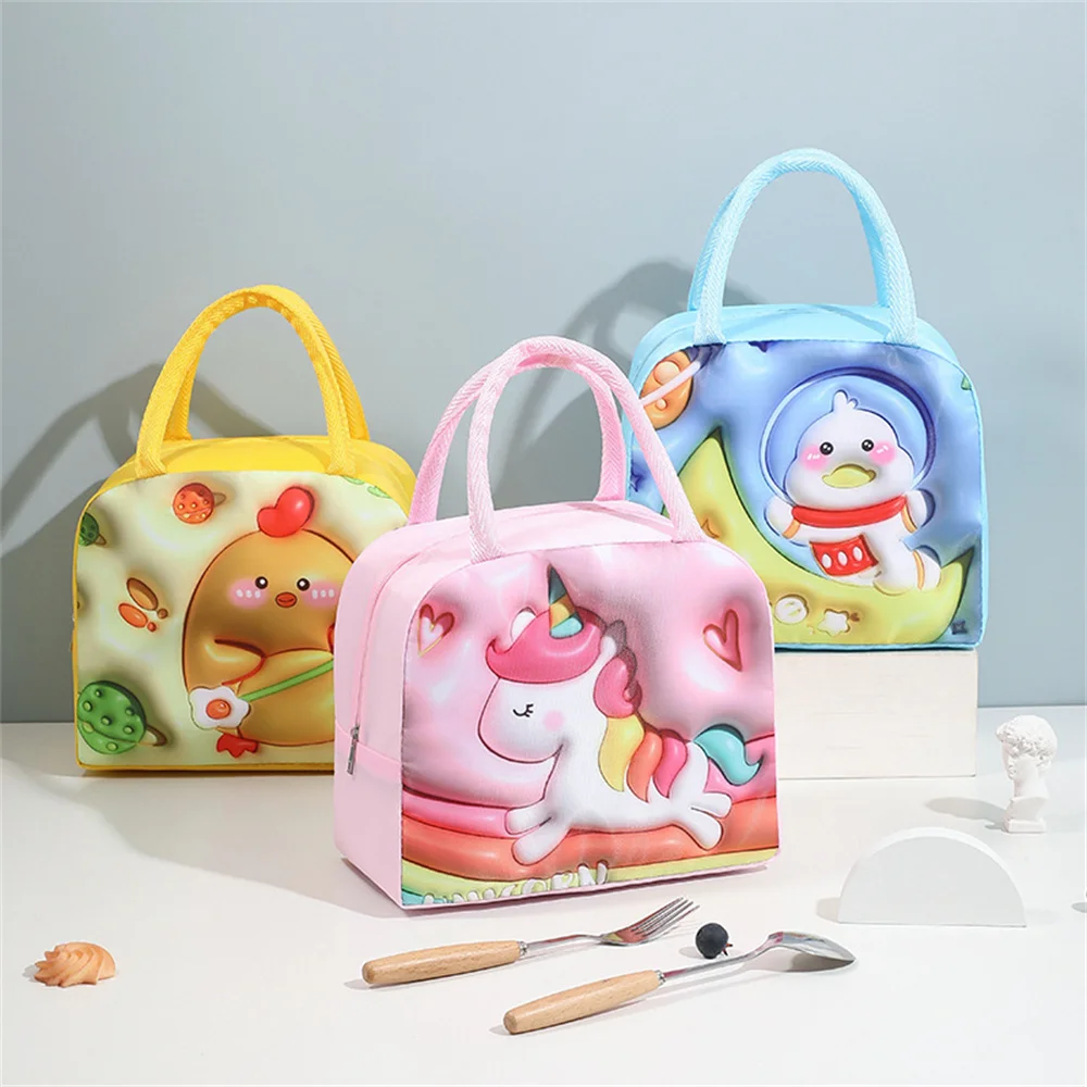 New 3D Cartoon Animal Pattern Lunch Bag Thickened Handheld Insulated Lunch Box Bags Picnic Portable Children Thermal Bento Bag 50 500pcs 1 inch thank you sticker 8 dog pattern rolls children toys animal rewards decorative sticker labels envelope seal