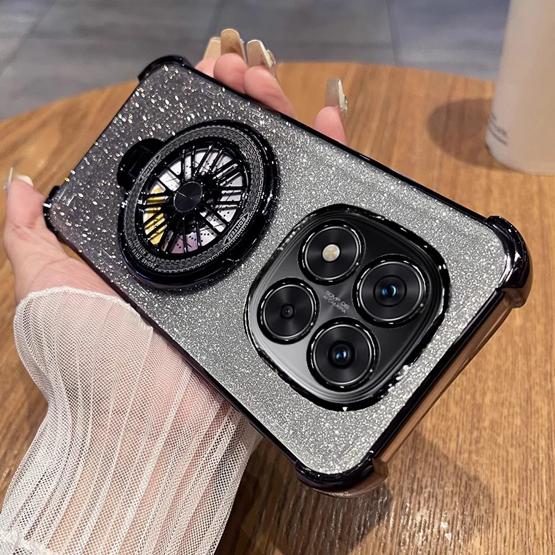 Clear Shockproof Plating Phone Holder Case