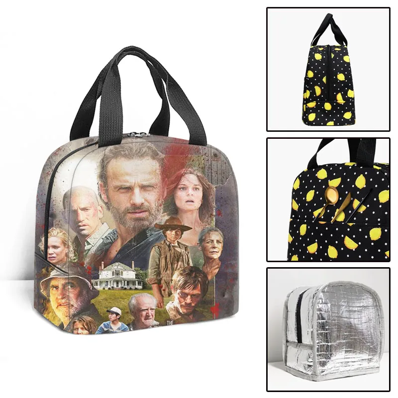 Cartoon Popular The Walking Dead Student Work Lunchbox Thermal insulation Food Lunch Bag 3D Printed Portable Handbags Ice Bags