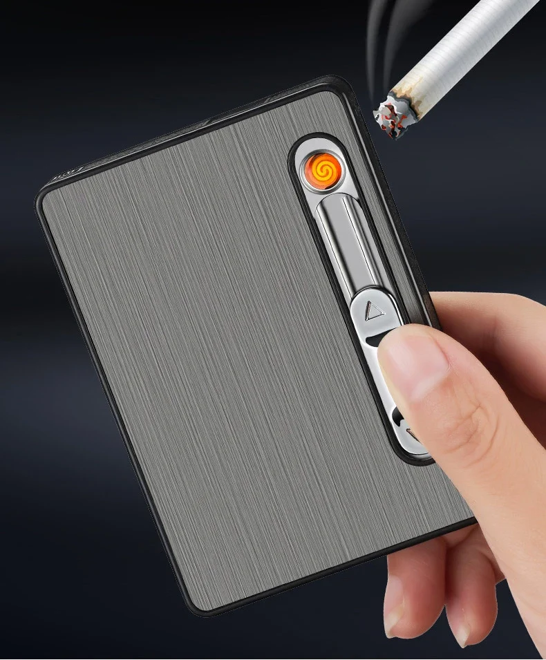Portable USB Rechargeable Lighter 10 Pack Cigarette Case Windproof Lighter 3-in-1 Multifunctional Rechargeable Cigarette Case cigarette lighter
