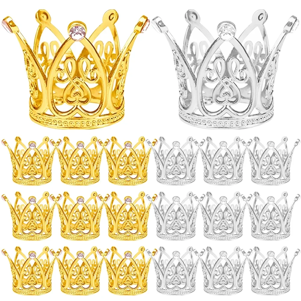 Mini Crown Cake Toppers, Oro Argento Vintage Princess Crown Cake Topper Piccola Corona Strass Perla Piccola Corona Dorata Decorazione Tiara Per Festa Di Compleanno Decorazione Torta Nuziale
