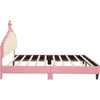 Full Size Bed Frame with CrownTufted Headboard, No Box Spring Needed, Upholstered Princess Bed Frame 4