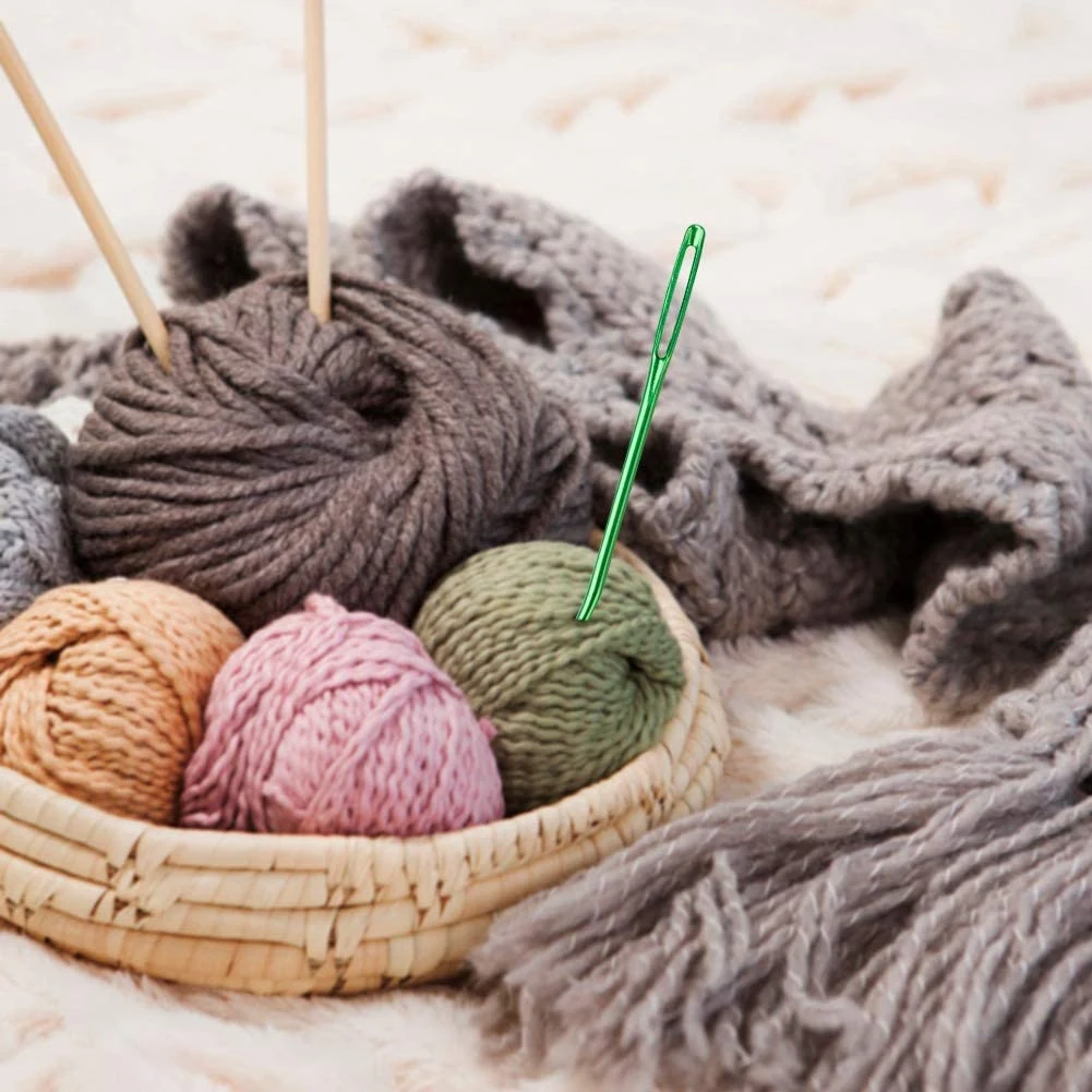 Nähnadel-Set Mit Großem Öhr – 15-teilig, Gebogene Stopfnadeln, Sticknadeln, Nadeletui Für Handstricken & Häkeln