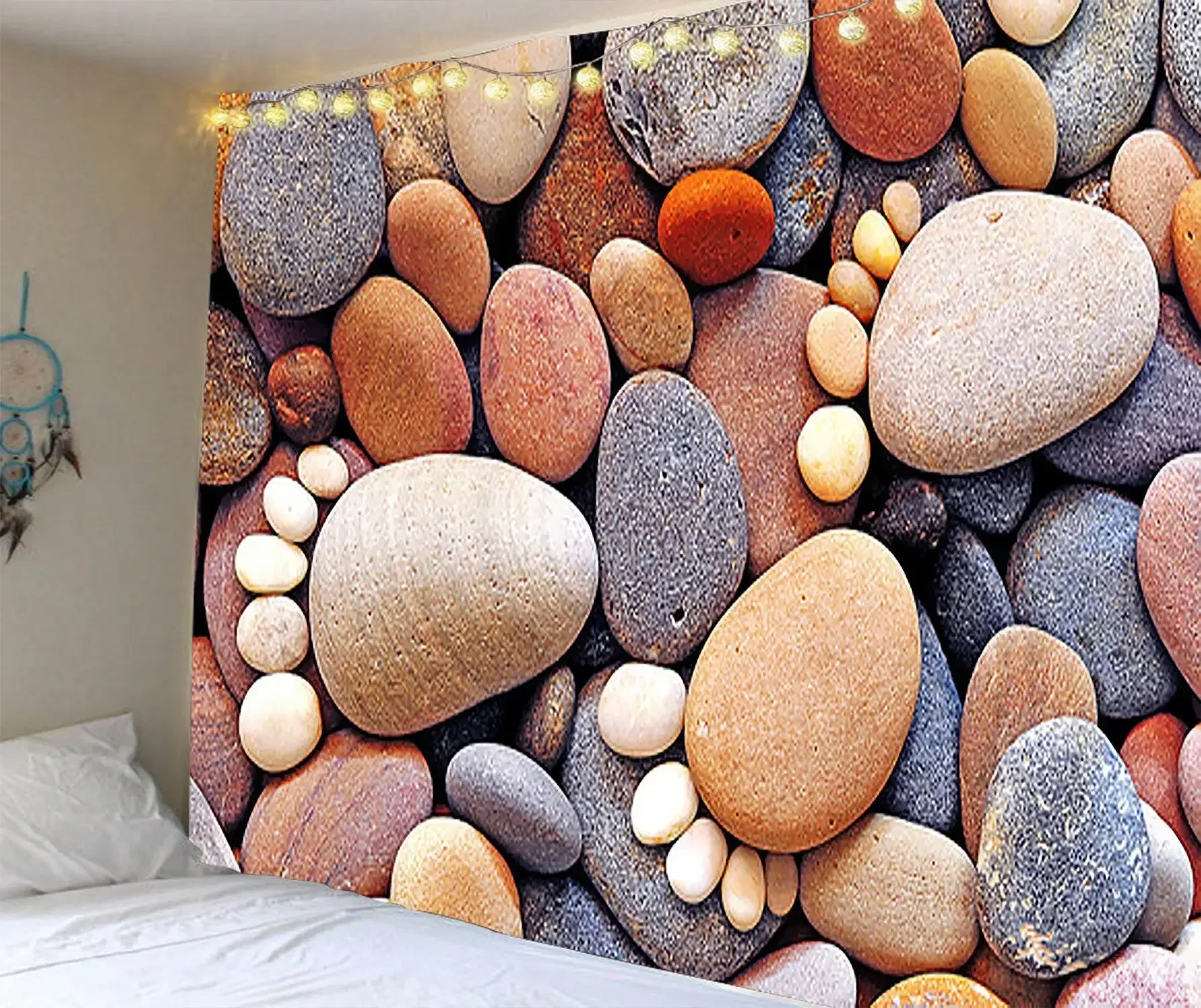 Home Aesthetic Stone Rock Tapestry Wall Hanging Decor 3D Cobblestone Pattern Cloth Beach Towel Yoga Mat Bedroom Mural Blanket