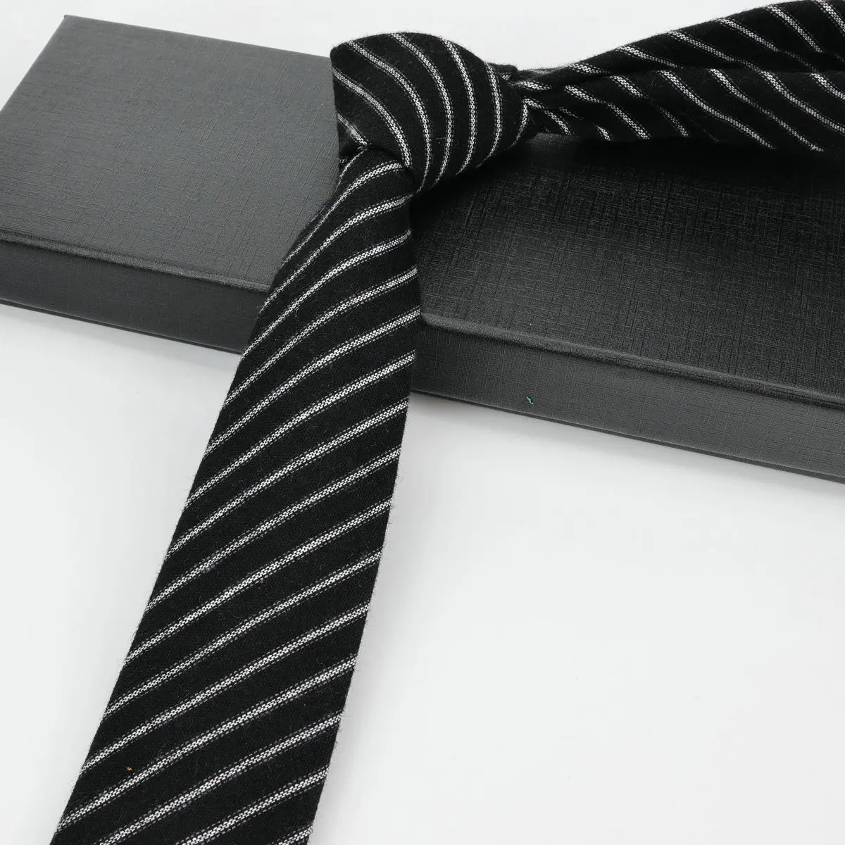 Herrenkrawatten 6 cm, klassische handgefertigte schmale gestreifte Krawatten aus Baumwolle für Herren, schmaler Kragen, schmale Kaschmir-Krawatte, Freizeitkrawatte, Accessoires, Geschenke – Detail 8