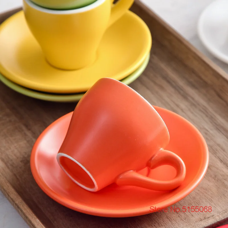 Cheap 100cc Professional Espresso Mug And Saucer Sets Cappuccino Italian  Black Coffee Cup Cafe Office Demitasse Beker Tasse Taza - AliExpress