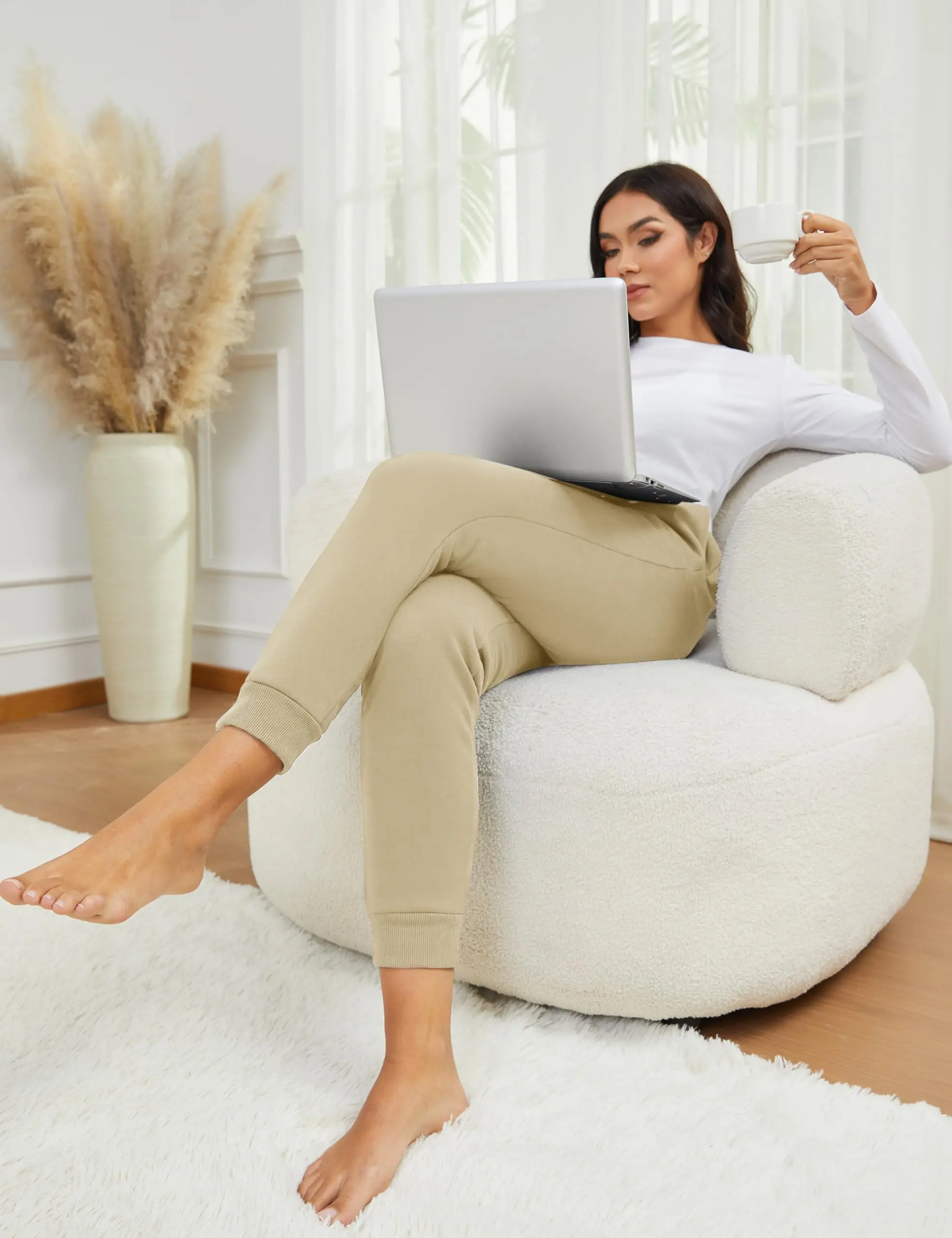 TACVASEN Warm Sherpa Lined Thermal Drawstring Sweatpants Women's Winter Fleece Pants Insulated Athletic Joggers with Pockets
