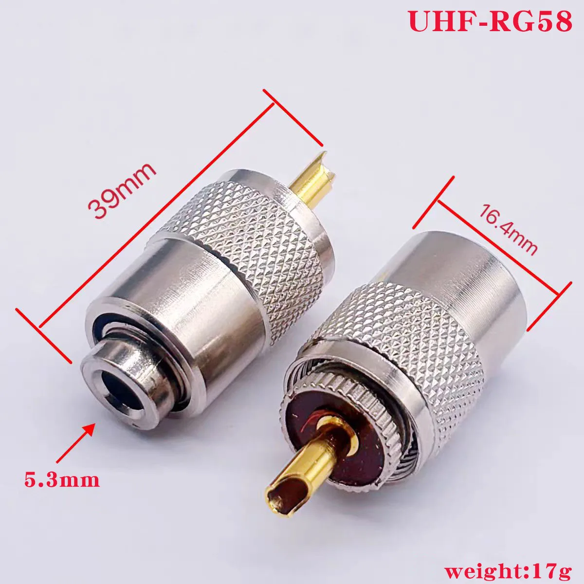 Enhanced UHF Solder Connector Plug with Reducer