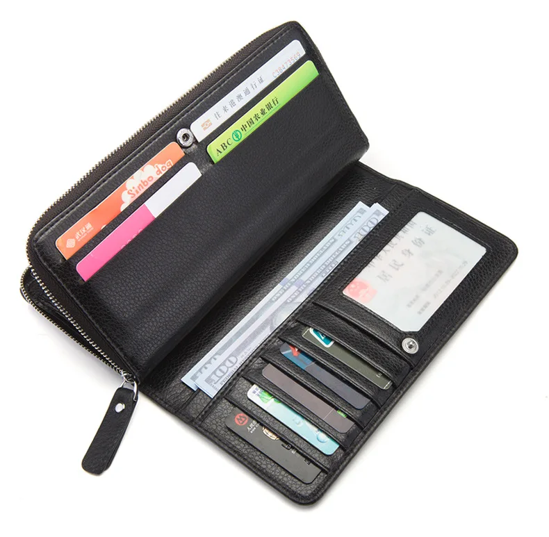 Men's Retro Business Multi Card Large Capacity Genuine Leather Wallet Classic Long Handheld Headband Layer Cowhide Wallet