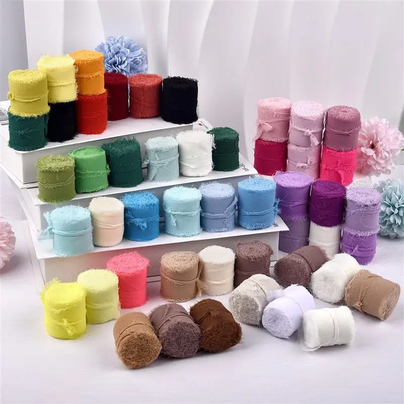 Gauze chiffon ribbon 5yard silk-like ribbon wedding invitation bouquet fabric ribbon Christmas decoration gift wrapping