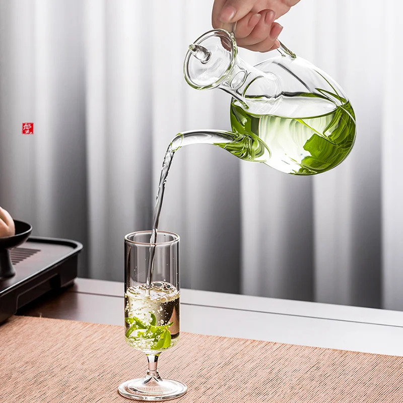 GIANXI Chinese Tea Ceremony Culture Glass Teapot Imitation Song Swan Neck Long Mouth Hand Pot Electric Clay Oven Heating Tea Set glass teapot,tea brewing pot