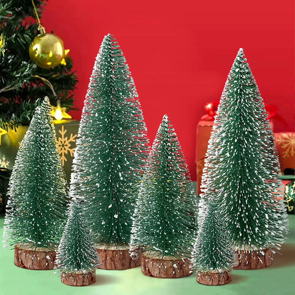 

3pcs Mini Christmas Trees Decorations Small Bottle Brush Trees Artificial Tabletop Christmas Tree Indoor Outdoor Home Room Party