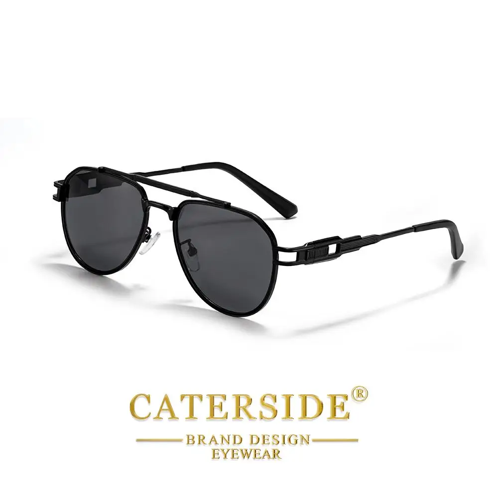 CATERSIDE Retro-Punk-Sonnenbrille für Herren, rund, personalisiertes Design, Metall-Sonnenbrille, Damen, Reisen, Party, Business, Geschenk, Brillen, UV400 – Detail 12